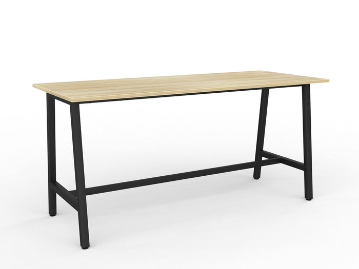 Knight's Cubit Bar Leaner Table 2200mm x 900mm - Black Frame (Choice of Worktop Colours) Atlantic Oak KG_NCBBARL229_B_AO