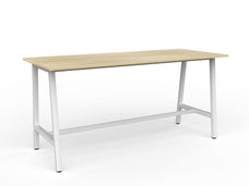Knight's Cubit Bar Leaner Table 2200mm x 900mm - White Frame (Choice of Worktop Colours) Atlantic Oak KG_NCBBARL229_W_AO