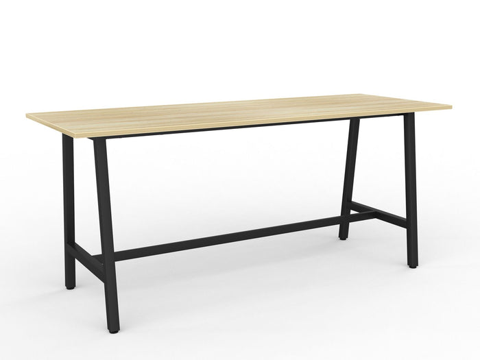 Knight's Cubit Bar Leaner Table 2400mm x 900mm - Black Frame (Choice of Worktop Colours) Atlantic Oak KG_NCBBARL249_B_AO