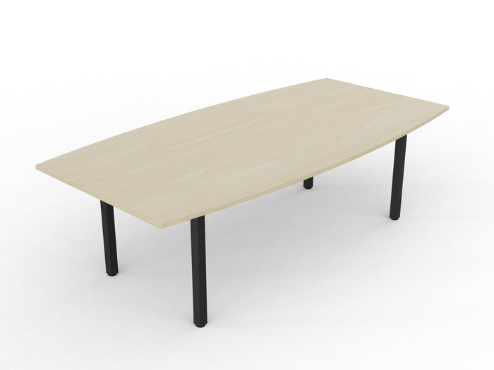 Knight's Cubit Boardroom Table 2400mm x 1200mm, Boat Shaped Top, Black Frame (Choice of Worktop Colours)