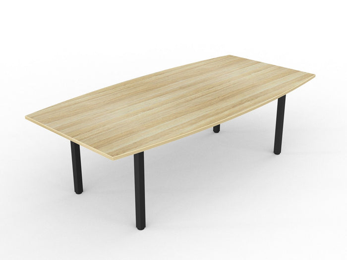 Knight's Cubit Boardroom Table 2400mm x 1200mm, Boat Shaped Top, Black Frame (Choice of Worktop Colours)
