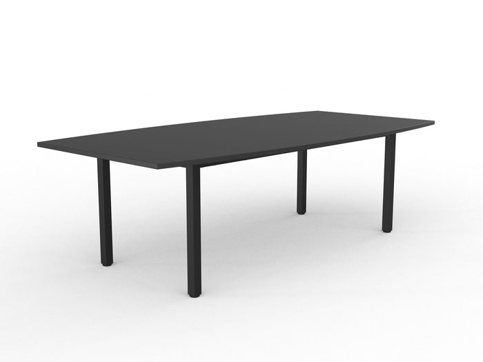 Knight's Cubit Boardroom Table 2400mm x 1200mm, Boat Shaped Top, Black Frame (Choice of Worktop Colours) Black KG_NCBBT2412_B_BL
