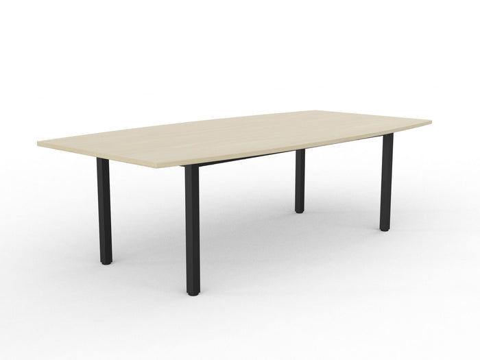 Knight's Cubit Boardroom Table 2400mm x 1200mm, Boat Shaped Top, Black Frame (Choice of Worktop Colours) Nordic Maple KG_NCBBT2412_B_NM