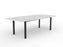 Knight's Cubit Boardroom Table 2400mm x 1200mm, Boat Shaped Top, Black Frame (Choice of Worktop Colours) White KG_NCBBT2412_B_W
