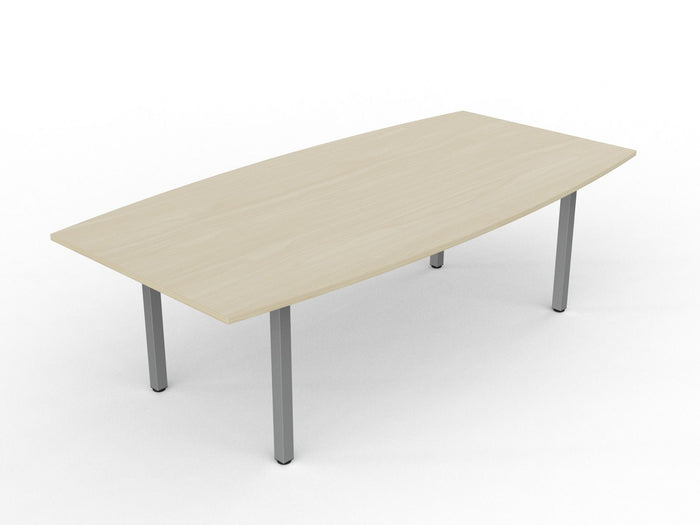 Knight's Cubit Boardroom Table 2400mm x 1200mm, Boat Shaped Top, Silver Frame (Choice of Worktop Colours)