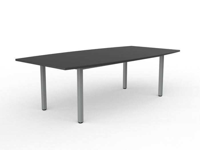 Knight's Cubit Boardroom Table 2400mm x 1200mm, Boat Shaped Top, Silver Frame (Choice of Worktop Colours) Black KG_NCBBT2412_BL