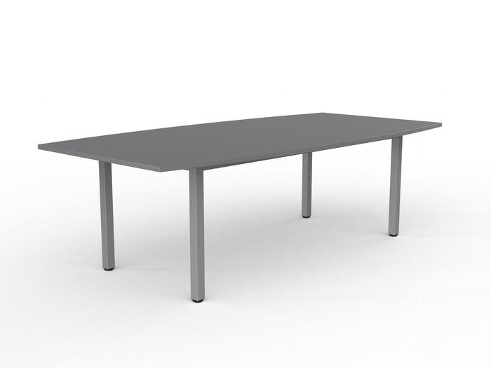 Knight's Cubit Boardroom Table 2400mm x 1200mm, Boat Shaped Top, Silver Frame (Choice of Worktop Colours) Silver KG_NCBBT2412_S