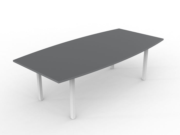 Knight's Cubit Boardroom Table 2400mm x 1200mm, Boat Shaped Top, White Frame (Choice of Worktop Colours)