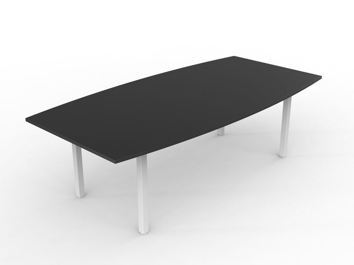 Knight's Cubit Boardroom Table 2400mm x 1200mm, Boat Shaped Top, White Frame (Choice of Worktop Colours)