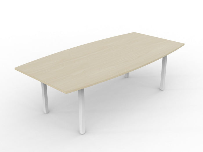 Knight's Cubit Boardroom Table 2400mm x 1200mm, Boat Shaped Top, White Frame (Choice of Worktop Colours)
