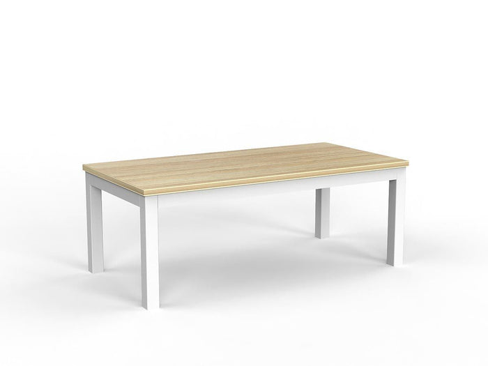 Knight's Cubit Coffee Table 1200mm x 600mm - White Frame (Choice of Worktop Colours) Atlantic Oak KG_NCBCFT12_W_AO