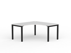 Knight's Cubit Corner Desk Workstation 1500mm x 1500mm x 700mm - Black Frame (Choice of Worktop Colours) White KG_NCBW15_B_W