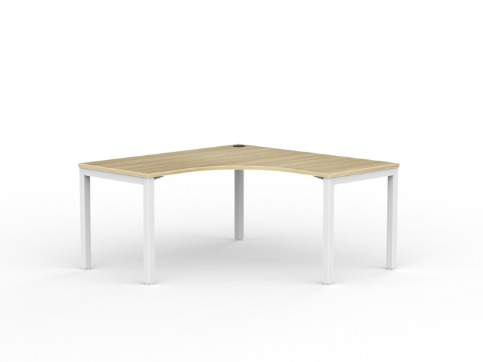 Knight's Cubit Corner Desk Workstation 1500mm x 1500mm x 700mm - White Frame (Choice of Worktop Colours) Atlantic Oak KG_NCBW15_W_AO