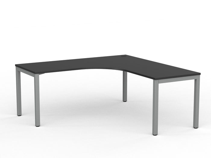 Knight's Cubit Corner Desk Workstation 1800mm x 1800mm x 700mm - Silver Frame (Choice of Worktop Colours) Black KG_NCBW187_BL