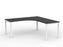 Knight's Cubit Corner Desk Workstation 1800mm x 1800mm x 700mm - White Frame (Choice of Worktop Colours) Black KG_NCBW187_W_BL