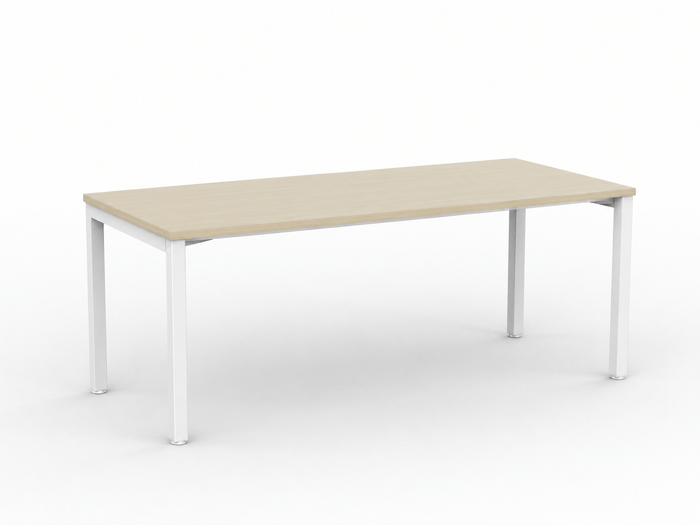 Knight's Cubit Desk 1800mm x 800mm, White Frame (Choice of Worktop Colours) Nordic Maple KG_NCBD18_W_NM