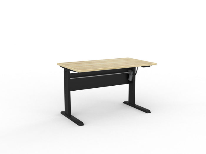 Knight's Cubit Highrise Height Adjustable Standing Desk, Black, 1200mm x 700mm, Electric Atlantic Oak KG_CBHD12EL_B_AO