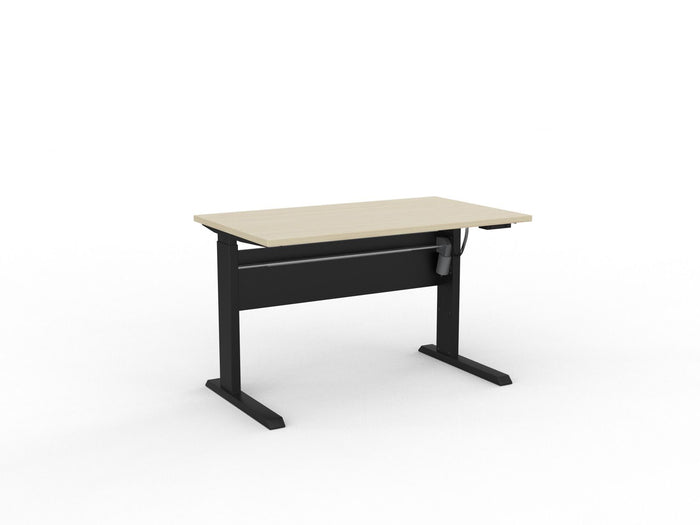 Knight's Cubit Highrise Height Adjustable Standing Desk, Black, 1200mm x 700mm, Electric Nordic Maple KG_CBHD12EL_B_NM