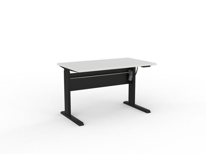 Knight's Cubit Highrise Height Adjustable Standing Desk, Black, 1200mm x 700mm, Electric White KG_CBHD12EL_B_W