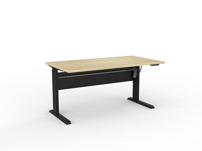 Knight's Cubit Highrise Height Adjustable Standing Desk, Black, 1500mm x 800mm, Electric Atlantic Oak KG_CBHD15EL_B_AO