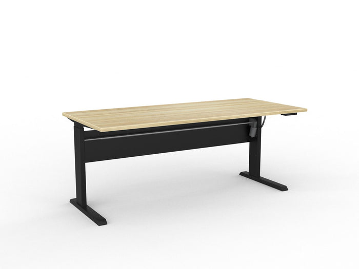 Knight's Cubit Highrise Height Adjustable Standing Desk, Black, 1800mm x 800mm, Electric Atlantic Oak KG_CBHD18EL_B_AO