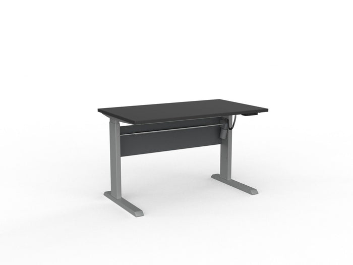 Knight's Cubit Highrise Height Adjustable Standing Desk, Silver, 1200mm x 700mm, Electric Black KG_CBHD12EL_S_BL