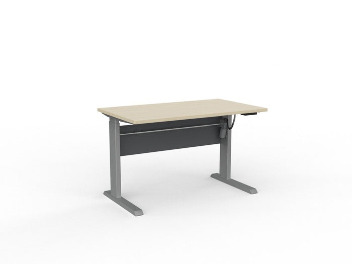 Knight's Cubit Highrise Height Adjustable Standing Desk, Silver, 1200mm x 700mm, Electric Nordic Maple KG_CBHD12EL_S_NM
