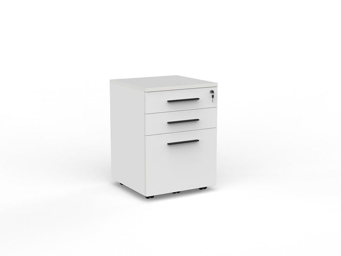 Knight's Cubit Locking 2 Draw plus File Storage Mobile Cabinet - White Black KG_NCBM2F_W_BHN