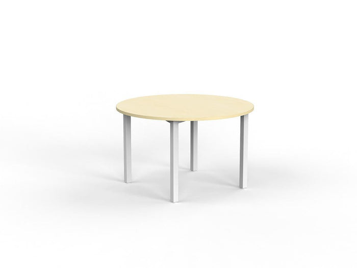 Knight's Cubit Meeting Table 1200mm Round - White Frame (Choice of Worktop Colours) Nordic Maple KG_NCBMT12_W_NM
