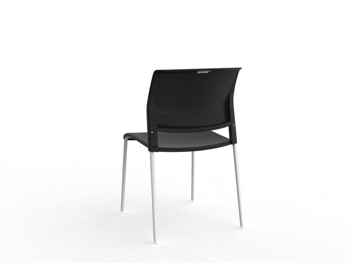 Knight's Game 4-Leg Conference Chair, Stacking, White Powder-coated Frame