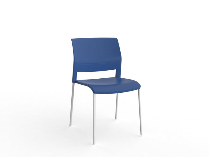 Knight's Game 4-Leg Conference Chair, Stacking, White Powder-coated Frame Indigo KG_GM4LWFR_I__ASS