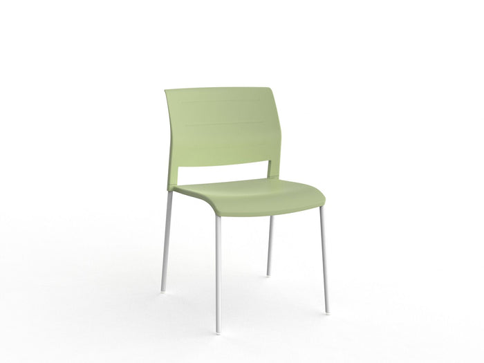 Knight's Game 4-Leg Conference Chair, Stacking, White Powder-coated Frame Pistachio KG_GM4LWFR_P__ASS