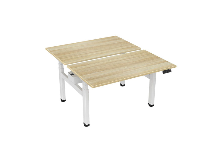 Knight's Haven 1200mm x 700mm Electric Height Adjustable Double Sided Desk, White Powdercoat Frame, Choice of Worktop Colours