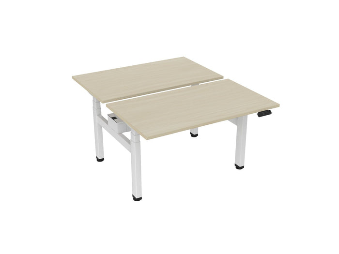 Knight's Haven 1200mm x 700mm Electric Height Adjustable Double Sided Desk, White Powdercoat Frame, Choice of Worktop Colours