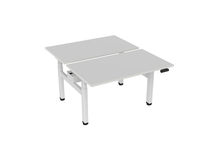 Knight's Haven 1200mm x 700mm Electric Height Adjustable Double Sided Desk, White Powdercoat Frame, Choice of Worktop Colours