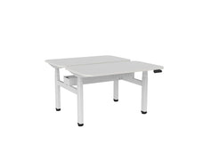 Knight's Haven 1200mm x 700mm Electric Height Adjustable Double Sided Desk, White Powdercoat Frame, Radius Corners Top, Choice of Worktop Colours White KG_HVE3DSD127RWW