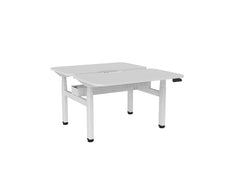 Knight's Haven 1200mm x 700mm Electric Height Adjustable Double Sided Desk, White Powdercoat Frame, Scallop & Radius Corners Top, Choice of Worktop Colours White KG_HVE3DSD127SRWW