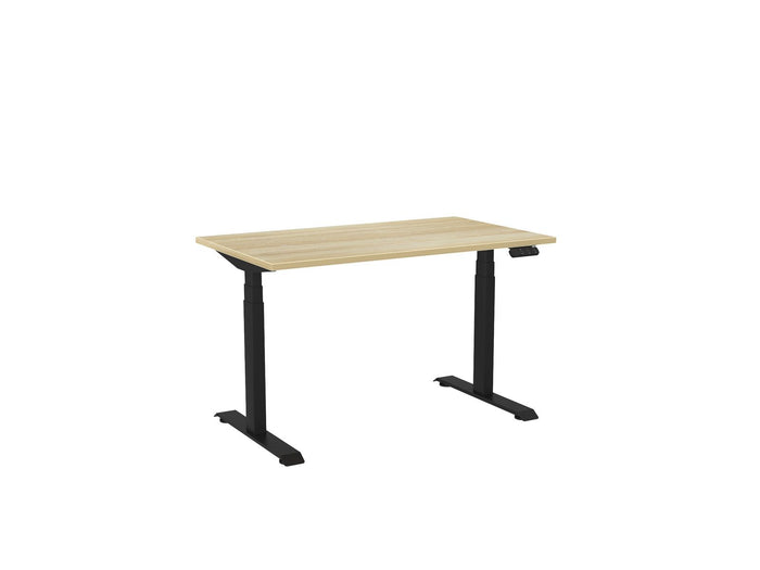 Knight's Haven 1200mm x 700mm Electric Height Adjustable Single Sided Desk, Black Powdercoat Frame, Choice of Worktop Colours Atlantic Oak KG_HVE3SSD127BAO