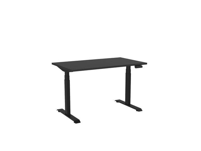 Knight's Haven 1200mm x 700mm Electric Height Adjustable Single Sided Desk, Black Powdercoat Frame, Choice of Worktop Colours Black KG_HVE3SSD127BBL