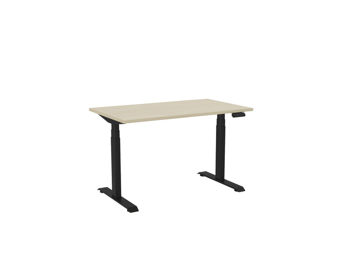 Knight's Haven 1200mm x 700mm Electric Height Adjustable Single Sided Desk, Black Powdercoat Frame, Choice of Worktop Colours Nordic Maple KG_HVE3SSD127BNM