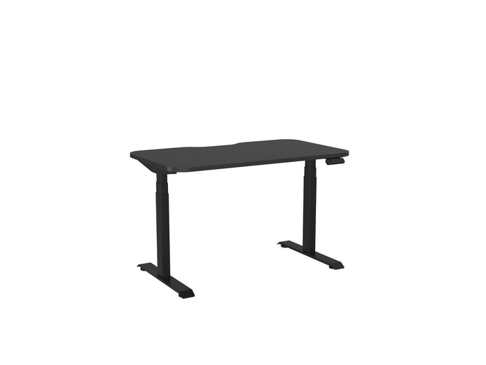 Knight's Haven 1200mm x 700mm Electric Height Adjustable Single Sided Desk, Black Powdercoat Frame, With Scallop & Radius Corners Top, Choice of Worktop Colours Black KG_HVE3SSD127SRBBL