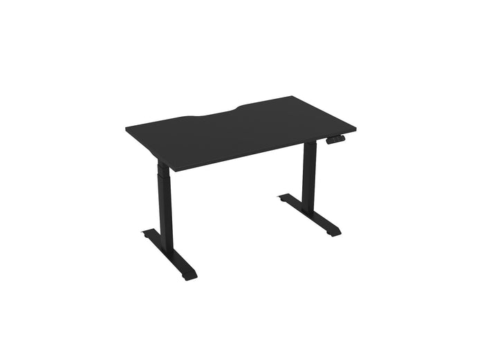 Knight's Haven 1200mm x 700mm Electric Height Adjustable Single Sided Desk, Black Powdercoat Frame, With Scallop Top, Choice of Worktop Colours