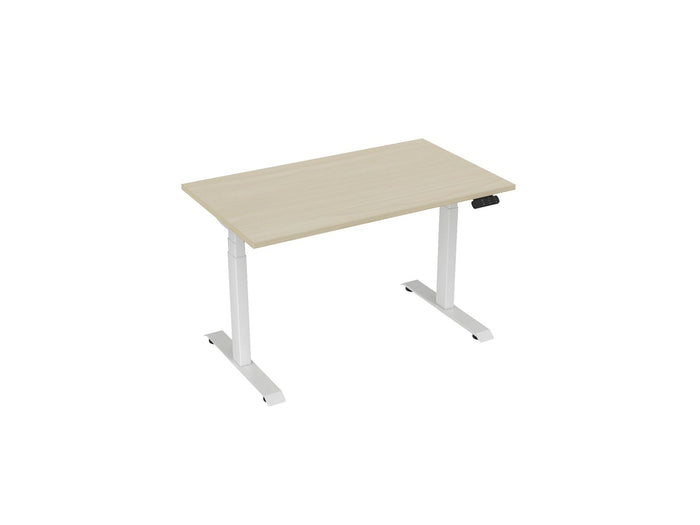 Knight's Haven 1200mm x 700mm Electric Height Adjustable Single Sided Desk, White Powdercoat Frame, Choice of Worktop Colours