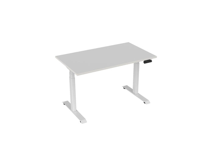 Knight's Haven 1200mm x 700mm Electric Height Adjustable Single Sided Desk, White Powdercoat Frame, Choice of Worktop Colours