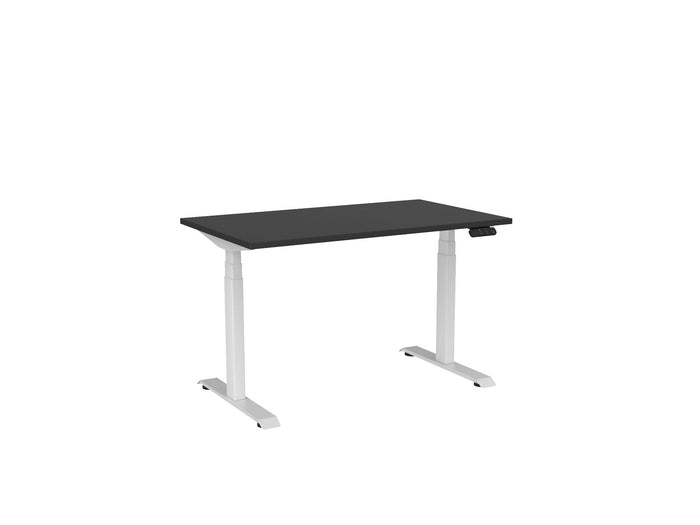 Knight's Haven 1200mm x 700mm Electric Height Adjustable Single Sided Desk, White Powdercoat Frame, Choice of Worktop Colours Black KG_HVE3SSD127WBL