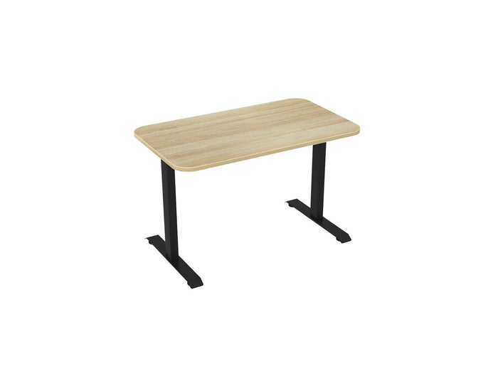 Knight's Haven 1200mm x 700mm Fixed Height Single Sided Desk, Black Frame, Radius Corners Top, Choice of Worktop Colours