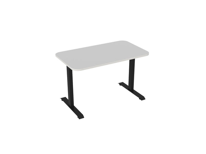 Knight's Haven 1200mm x 700mm Fixed Height Single Sided Desk, Black Frame, Radius Corners Top, Choice of Worktop Colours