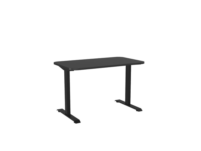 Knight's Haven 1200mm x 700mm Fixed Height Single Sided Desk, Black Frame, Radius Corners Top, Choice of Worktop Colours Black KG_HVFSSD127RBBL