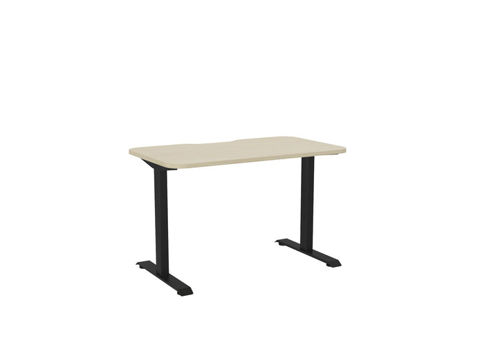 Knight's Haven 1200mm x 700mm Fixed Height Single Sided Desk, Black Frame, Scallop & Radius Corners Top, Choice of Worktop Colours Nordic Maple KG_HVFSSD127SRBNM