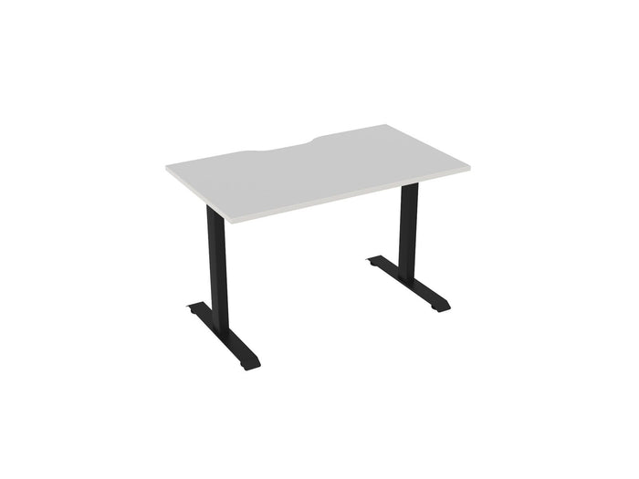 Knight's Haven 1200mm x 700mm Fixed Height Single Sided Desk, Black Frame, Scallop Top, Choice of Worktop Colours